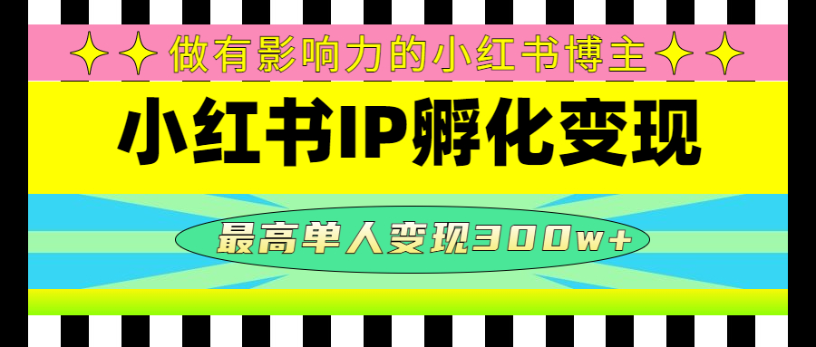 某收费培训-小红书IP孵化变现：做有影响力的小红书博主，最高单人变现300w+