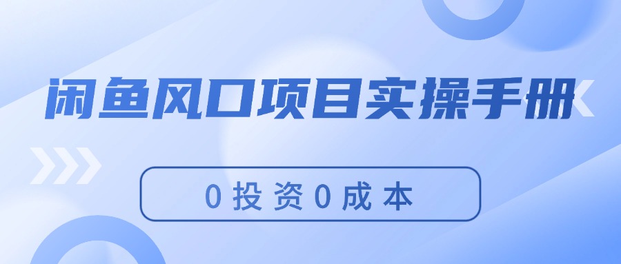 (8.2)闲鱼风口项目实操手册，0投资0成本，让你做到，月入过万，新手可做